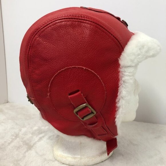 Fourrures Audet Red Aviator Flyers Winter Hat Unisex Size Small - Picture 4 of 9